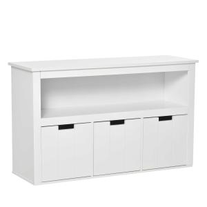 HOMCOM Aparador de Salón Armario Auxiliar de Almacenamiento Moderno con Estante Abierto y 3 Cajones para Cocina Dormitorio Sala de Estar 102x33x61,5 cm Blanco