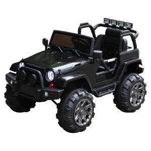HOMCOM Coche Eléctrico Todoterreno con Mando a Distancia MP3 Luces y Sonidos Apertura de Puerta Batería 12V Control Remoto Carga 30kg para Niños +3 Años 128x78x76cm