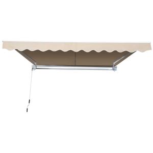 Outsunny Toldo Manual Plegable de Aluminio 3,5x2,5m Toldo Patio Balcón Terraza con Manivela Impermeable Protección Solar UV para Jardín Exterior Aluminio Acero Tela de Poliéster Color Crema