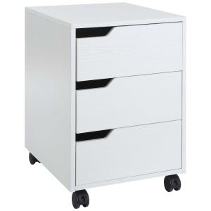 HOMCOM Armario Archivador Móvil para Oficina Cajonera Madera 3 Cajones con Ruedas(2 con Frenos) 40x50x57.5cm