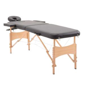 HOMCOM Camilla de Masaje Acolchada de Madera Plegable y Portátil para Tatuaje Fisioterapia Deporte 182x60cm Negro
