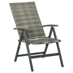 Outsunny Silla Plegable de Ratán con 5 Posiciones Silla Reclinable de Aluminio para Jardín Balcón Terraza Exterior Carga 160 kg 59x68x107 cm Gris