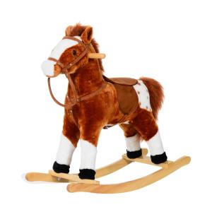 HOMCOM Caballito Balancín Bebé para Niños +3 Años con Sonidos 74x28x65 cm Marrón