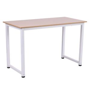 HOMCOM Mesa de Ordenador Escritorio para Hogar con Pies Ajustables 120x60x76cm Roble y Blanco