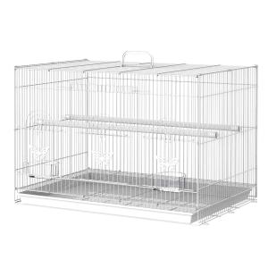 PawHut Jaula para Pájaros 60x41x41cm Pajarera con 2 Perchas y 3 Puertas para Pájaros pequeños Canarios Cotorras de Metal Blanco