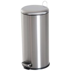 HOMCOM Cubo de Basura con Apertura a Pedal Basurero Automático Cierre Interno Extraíble con Volumen de 30 L Acero Inoxidable Ф29,2x62,9cm