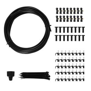 Outsunny Rociador de Agua para Jardines Sistema de Enfriamiento por Nebulización Diferentes Boquillas Grifo de Latón Negro 9m