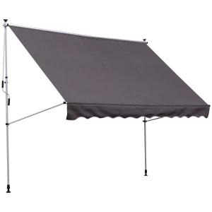Outsunny Toldo Manual Retráctil para Exterior 300x150x170-280 cm Toldo Enrollable Altura Ajustable con Manivela Protección Solar para Terraza Balcón Jardín Gris