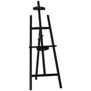 HOMCOM Caballete Pintura de Madera Caballete de Dibujo Estudio Inclinable 90° con Soporte Trípode y Pincel 51,5x71,5x134,5 cm Negro