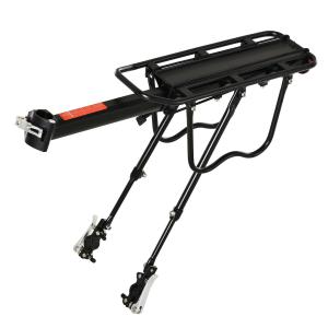 HOMCOM Portaequipajes con Reflector Rojo Soporte Posterior para Bicicletas para Maletas Revestimiento Inoxidable Carga 25 kg 58x39x14,5cm Negro