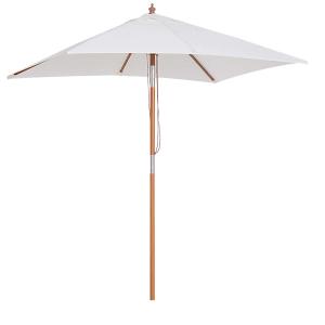 Outsunny® Sombrilla Parasol de Bambú Madera para Jardín Terraza Patio Playa Doble Techo Ángulo Inclinable Rectángulo Mástil de 38mm Crema 2x1.5m