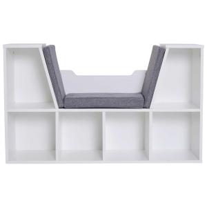 HOMCOM Estantería Librería con Asiento 6 Cubo Librería Original Infantil Zapatero con Cojín Estante con Banco Multiusos 102x30x61cm