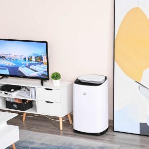 HOMCOM Deshumidificador de Aire de 8000ml con 3 Funciones y 4 Velocidades 20L/d con Apagado Automático y Temporizador Silencioso para Hogar Oficina 37x30x61cm Blanco