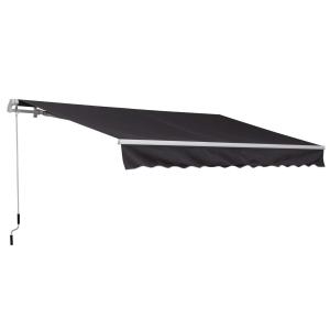 Outsunny Toldo Manual Plegable de Aluminio 3,5x2,5m Toldo Patio Balcón Terraza con Manivela Impermeable Protección Solar UV para Jardín Exterior Aluminio Acero Tela de Poliéster Color Gris