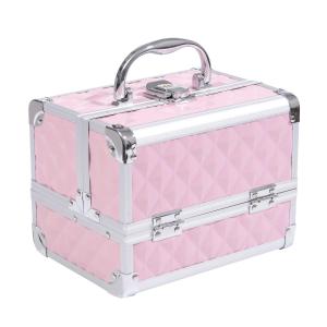 HOMCOM Maletín para Maquillaje Organizador Cosméticos Profesional 20x15x15cm Rosa