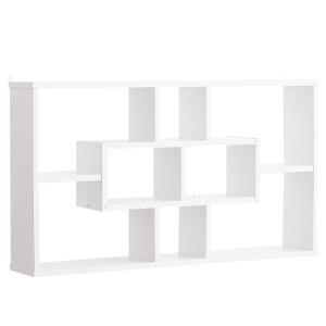 HOMCOM Estante de Pared Decorativo Juego de 8 Estantes Estantería para Libro CDs Baldas Flotantes Cubos Modernos 85x14.5x47.5cm carga 20kg Madera