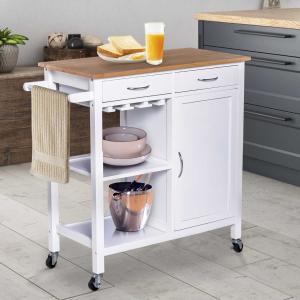 HOMCOM Carro de Cocina Carrito de Servir Multiusos Estantería Carrito Auxiliar con Ruedas