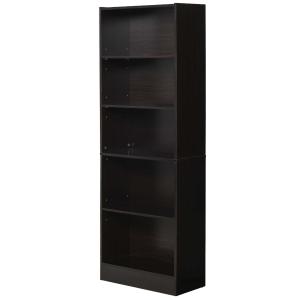HOMCOM Librería Estantería de 5 Niveles para Libros con 3 Baldas Ajustables Antivuelco Almacenaje para Salón Oficina Estudio 63x29,5x176 cm Wengué oscuro