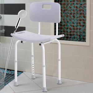 HomCom Silla de Ducha Antideslizante y Regulable para Baño WC - Gris y Plata - 55x50.6x67.5-85.5cm (LxAnxAl)