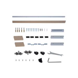 HOMCOM Kit de Herrajes para Puerta Corredera 200 cm Guía de Puerta Corrediza Riel Madera Accesorios Aleación de Aluminio Marrón