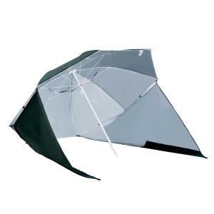 Outsunny Sombrilla de Playa con Paneles Laterales tipo Tienda - Parasol para Protección de rayos UV Φ210x222cm