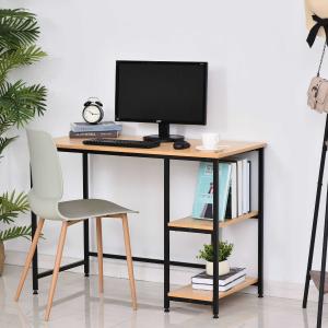 HOMCOM Mesa de Ordenador Escritorio para Oficina Estudio con Estantes de 2 Niveles Gran Superficie Patas 106x50x76cm