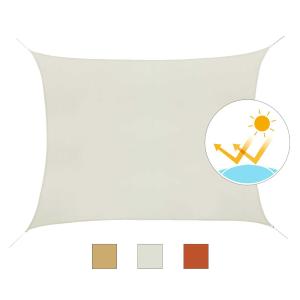 Outsunny Toldo Vela Rectángulo 3x4m Vela de Sombra para Terraza Jardín Camping Resistente al Agua Protección UV Poliéster Color Crema