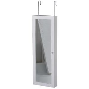 HOMCOM Armario Joyero con Espejo de Cuerpo Entero Gabinete para Joyería para Montar en la Pared o Colgar en la Puerta 35,5x100x9 cm Blanco