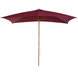Outsunny Sombrilla Parasol 2x3m y Altura 2,45m Jardin Terraza Poliester 180g/m2 y Madera Color Vino