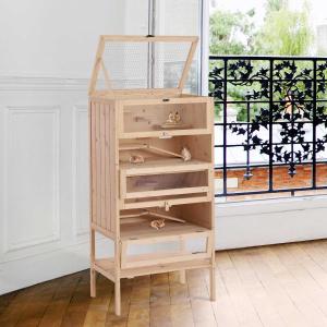 PawHut Jaula de Madera tipo Casa Conejera para Hámster Ratones Animales Pequeños y Roedores con 5 Pisos 10 Plataformas y 3 Escaleras 60x40x120cm