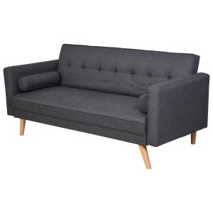 HOMCOM Sofá de 3 Plazas Cama Individual Diseño 2 en 1 Plegable con Reposabrazos Tapicería en Tela Estructura Sólida 187x90x86,5 cm Gris