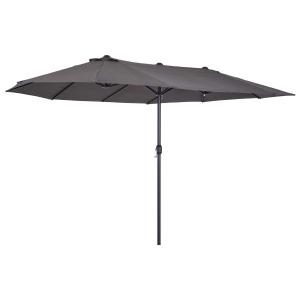 Outsunny Sombrilla Parasol Doble para Jardín 4,6x2,7x2,4 m Sombrilla Gigante Anti UV con Manivela para Exterior Patio Terraza Piscina Color Gris