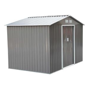 Outsunny Caseta de Jardín tipo Cobertizo Metálico para Almacenamiento de Herramientas 277x195x192 cm Gris