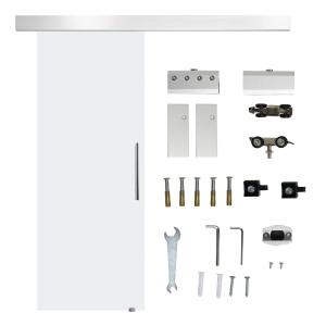 HOMCOM Puerta Deslizante de Vidrio Puerta Corredera Cristal Puertas de Interior Puerta de Granero Estilo Granero 75x210cm Transparente