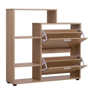 HOMCOM Zapatero de Madera con Estantería y Cubos Armario para Zapatos de Entrada Pasillo 101.5x25.5x98cm