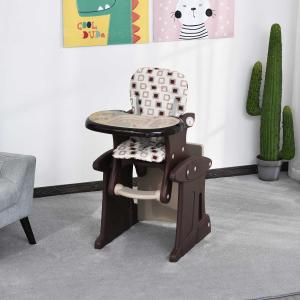 HOMCOM Trona para Bebés 3 en 1 para Mayores de 6 Meses Transformable en Mesa y Silla Multifuncional Ajustable en 3 Posiciones Respaldo Alto Acolchado con 2 Bandejas Extraíbles 57x59x105 cm Blanco