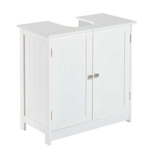 HOMCOM Armario para debajo del Lavabo o Fregadero tipo Gabinete de Almacenaje de Madera Blanca 60x30x60cm