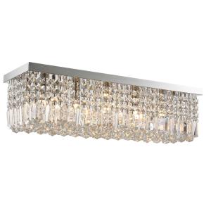HOMCOM Lámpara de Techo de Cristal K9 5 Luces Max. 40W para Dormitorio Sala de Estar Comedor Moderna y Elegante 80x25x23 cm Plata