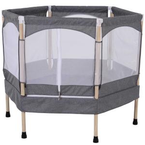 HOMCOM Trampolín Infantil Cama Elástica para Niños de 3-12 Años Jardín Traspatio con Red de Seguridad Carga 50kg 126x109x98cm Gris