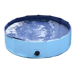 PawHut Piscina Plegable para Perros Gatos Ø120x30 cm Bañera Portátil para Mascotas Animales PVC Antideslizante Múltiples Usos Color Azul