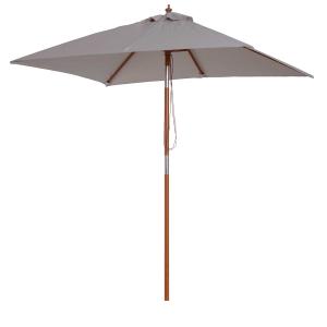 Outsunny Sombrilla Parasol de Jardín 200x150x230 cm Sombrilla Rectangular Inclinable con Manivela Doble Techo y Poste Desmontable de Madera para Terraza Patio Gris