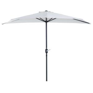 Outsunny Sombrilla Parasol de Jardín de 269x138x236 cm con Manivela y Forma Semicircular para Exterior Terraza Patio Piscina Color Crema