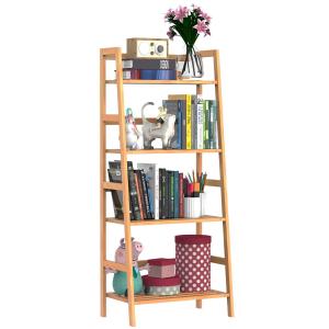 HomCom® Estantería de Bambú 4 Niveles Estantería Escalera de Baño Librería Organizador Zapatero