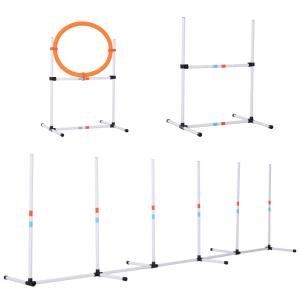 PawHut Set de Entrenamiento de Agilidad para Perros con Bolsa de Transporte Incluida 74,5x66x91 cm Blanco y Naranja