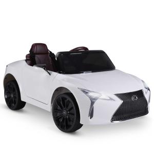 HOMCOM Coche Eléctrico para Niños +3 Años Automóvil LEXUS LC500 Control Remoto y Manual con Música Bocina y Faros Soporta Máx.30 kg 106x63x44cm Blanco