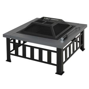 Outsunny Brasero Exterior de Metal Multifuncional tipo Calentador 3 en 1 como Pozo de fuego/BBQ/Cubo de Hielo 81x81x46cm