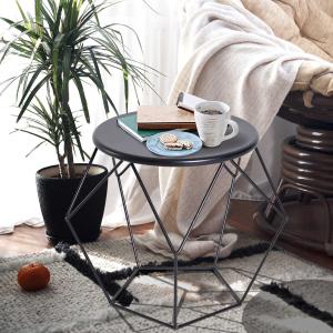 HOMCOM Mesa de Centro Metálica Mesita Café Redonda Nórdica Minimalista Creativa Mueble Salón Comedor Mesa Auxiliar Mesa para Sofá Sala de Esta 51x51x44cm