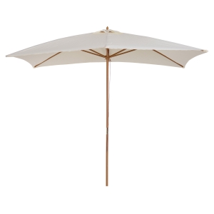 Outsunny Sombrilla Parasol 2x2,95m y Altura 2,55m Jardin Terraza Poliester 180g/m2 y Madera Color Crema