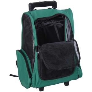 PawHut Transportin Carrito Perro 2 en 1 Mochila Carrito 36x30x49 cm Mascotas Perro Gato Verde