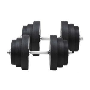 HOMCOM Juego de Mancuernas Pesas de Fitness 40KG Ajustable Profesionales Gimnasio Doméstico y Musculación con Barra Acero y Discos